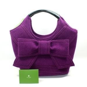 NWT Kate Spade Walker park purple felt thick bow bag